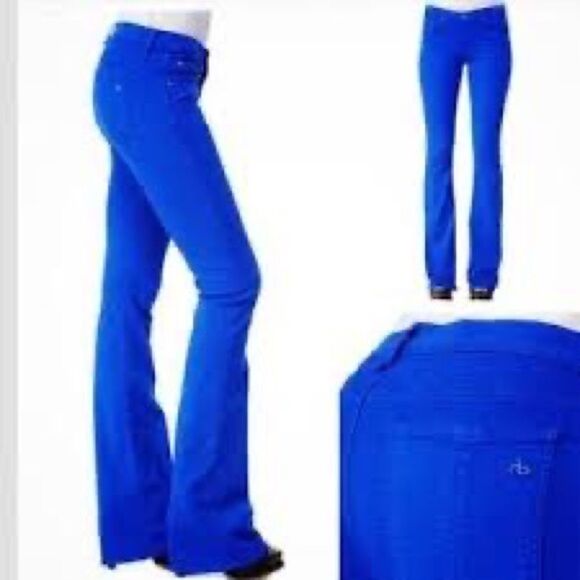 Rag & Bone Elephant Bell Flare Bottom Bright Blue Woman’s Jeans. Size 24. - Picture 3 of 8
